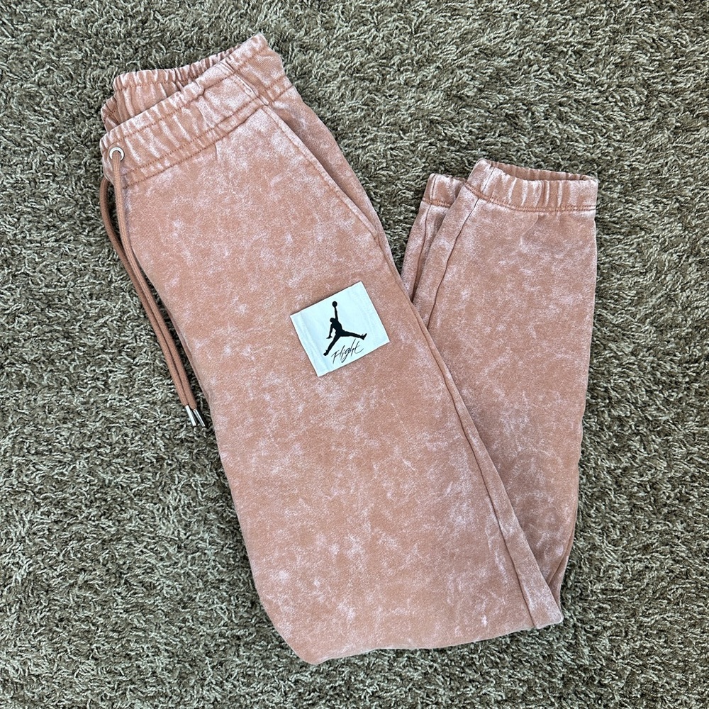 Men’s Nike Air Jordan Flight Jogger Mineral Clay White Sweatpants Size XS